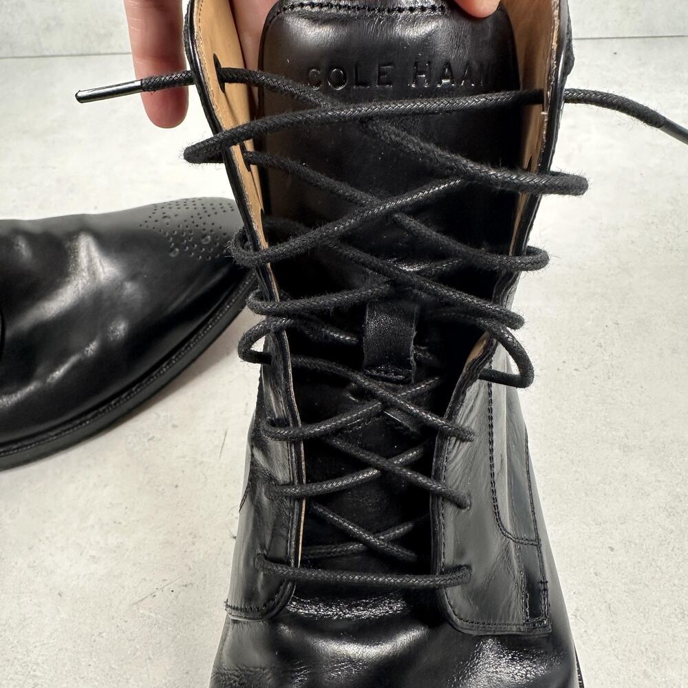 Cole Haan Boots Mens Size 10.5 Black Leather Lace Up Ankle Lionel Dress - Picture 9 of 14